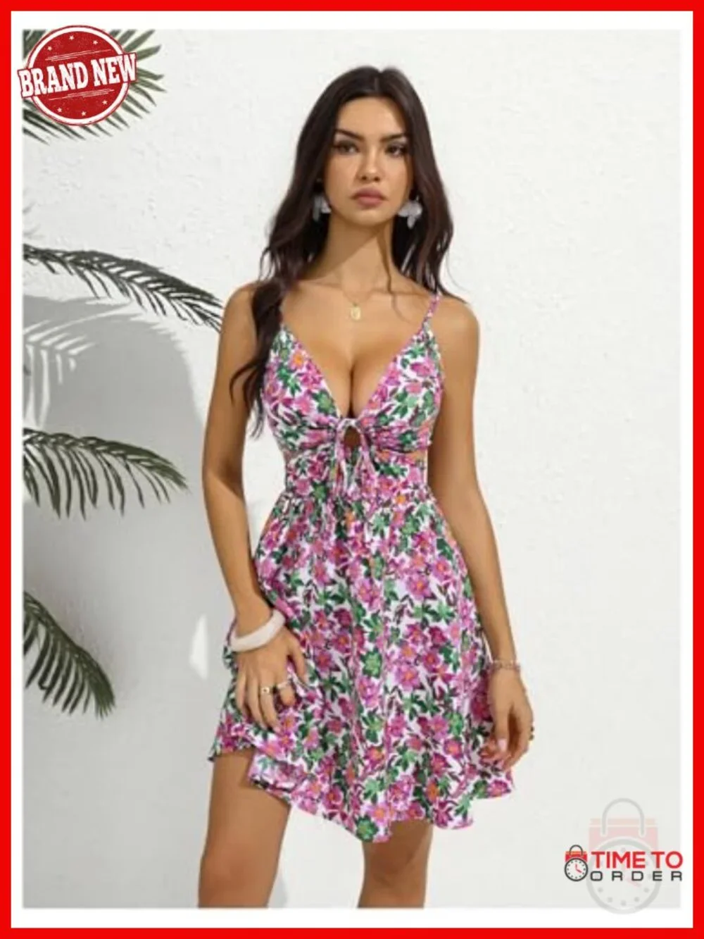 Boho Floral Sleeveless V-Neck Cut Out Cami Sundress